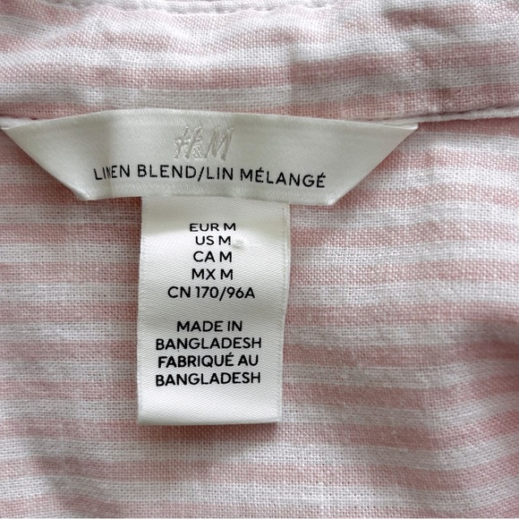 H&M Linen/Cotton Striped Long Sleeve Button Down Shirt - Picture 3 of 7